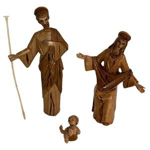 3 Piece Jesus Nativity Plastic Brown Wise Man Joseph Christmas Holiday Figures